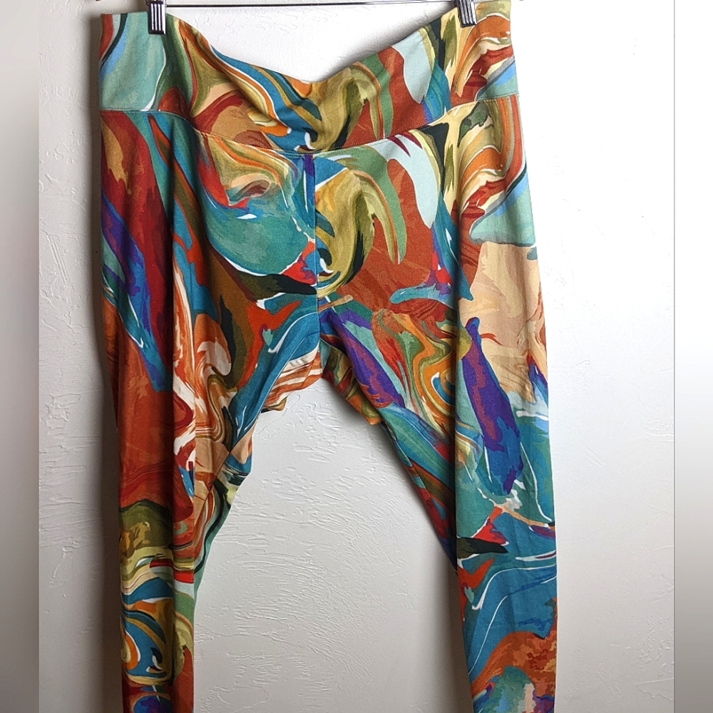 Soft Surroundings Multicolor Swirl Leggings — Teal, Orange, Blue, Green, Purple